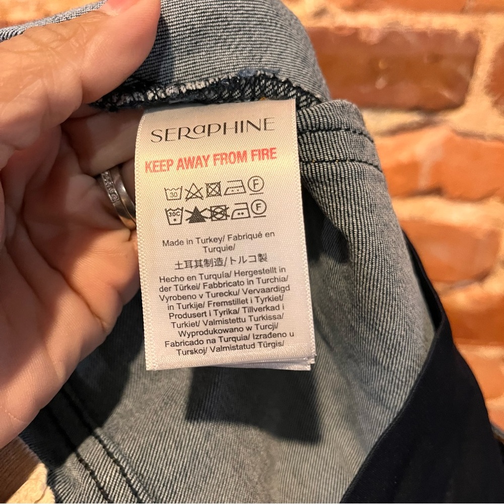 Seraphine Organic Cotton Over Bump Maternity Skinny Jeans Dark Blue 12 Long Tall - Picture 6 of 7